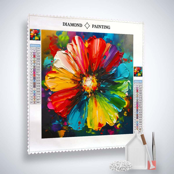 AB Diamond Painting - Bunte Blüte - gedruckt in Ultra-HD - AB Diamond, Blumen Abstrakt, Neu eingetroffen, Quadratisch