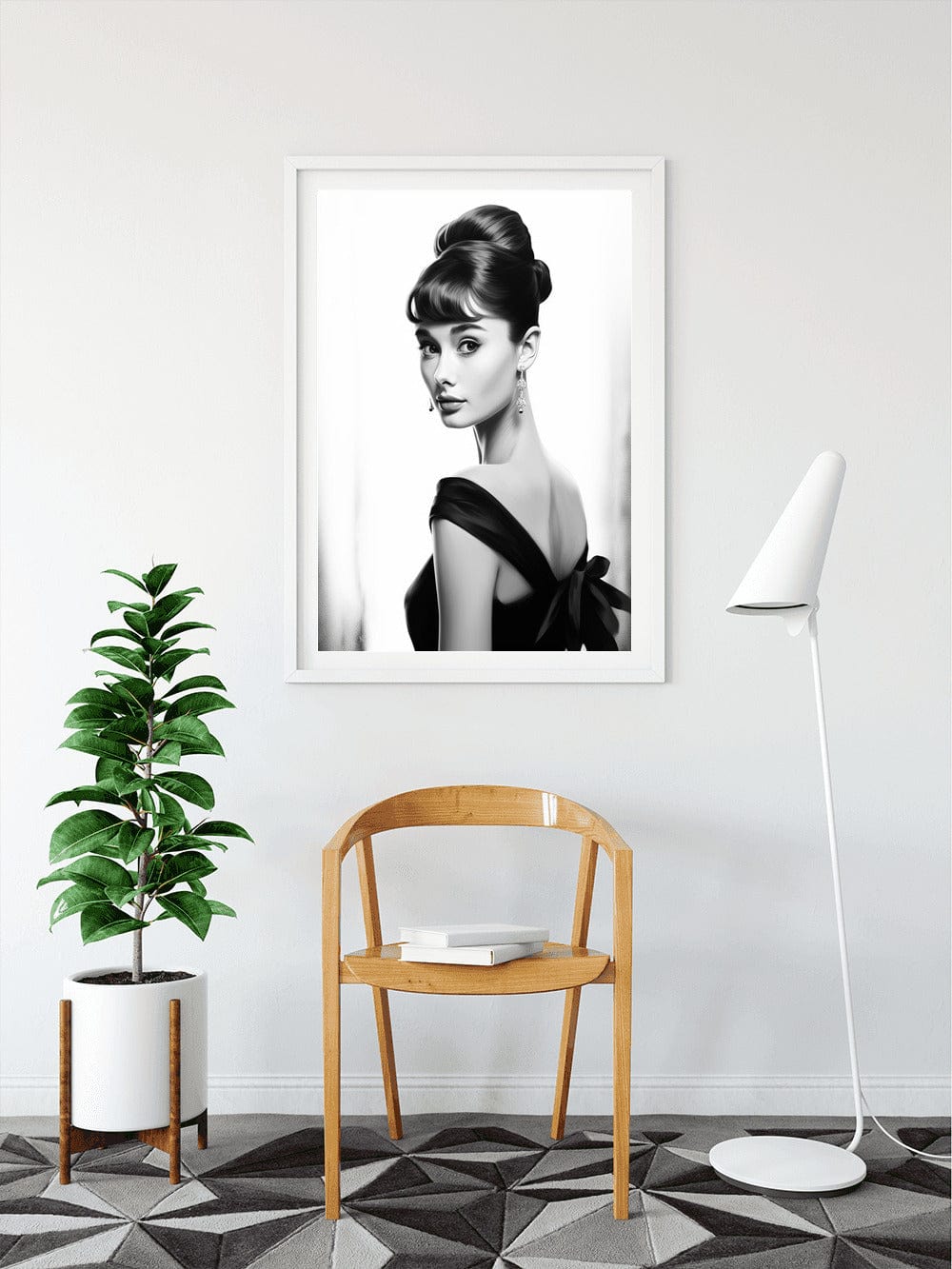 Diamond Painting - Audrey Hepburn in Schwarz und Weiß