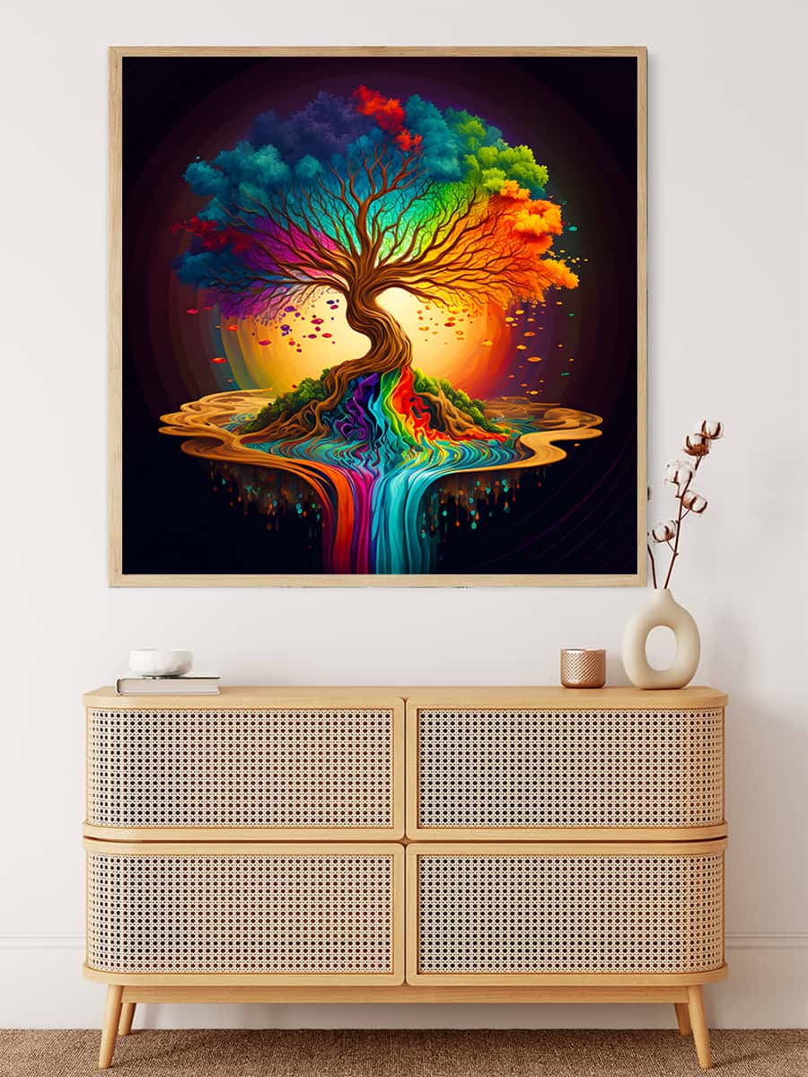 AB Diamond Painting - Farbfluss Baum - gedruckt in Ultra-HD - AB Diamond, Bäume, Neu eingetroffen, Quadratisch