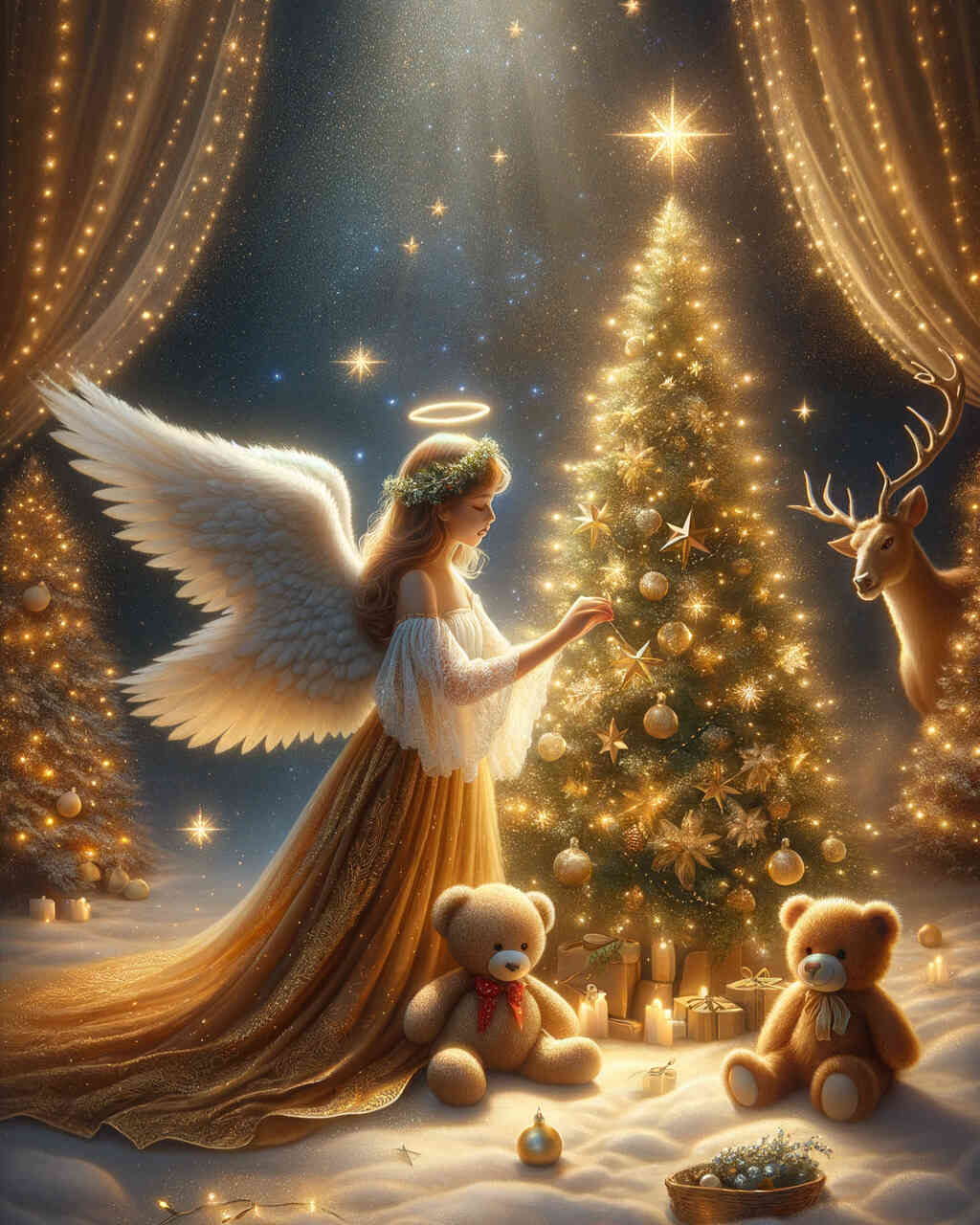 Diamond Painting - Engel schmückt Weihnachtsbaum