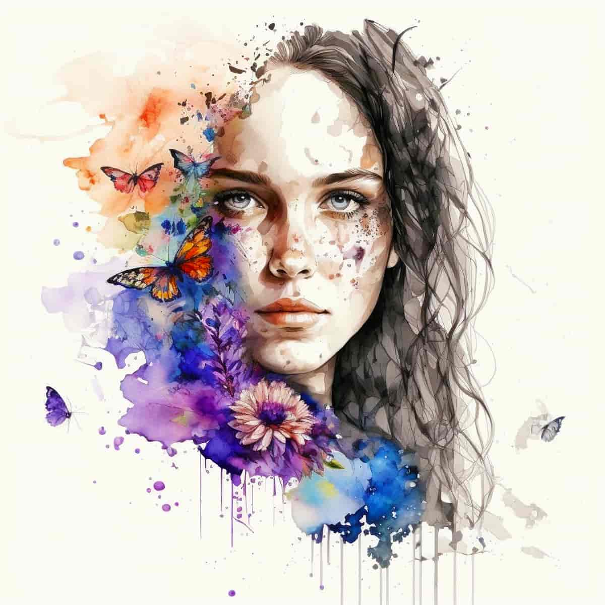 Diamond Painting - Sanfte Frauenblicke - gedruckt in Ultra-HD - Aquarell, Frauengesichter, Menschen, Neu eingetroffen, Quadratisch