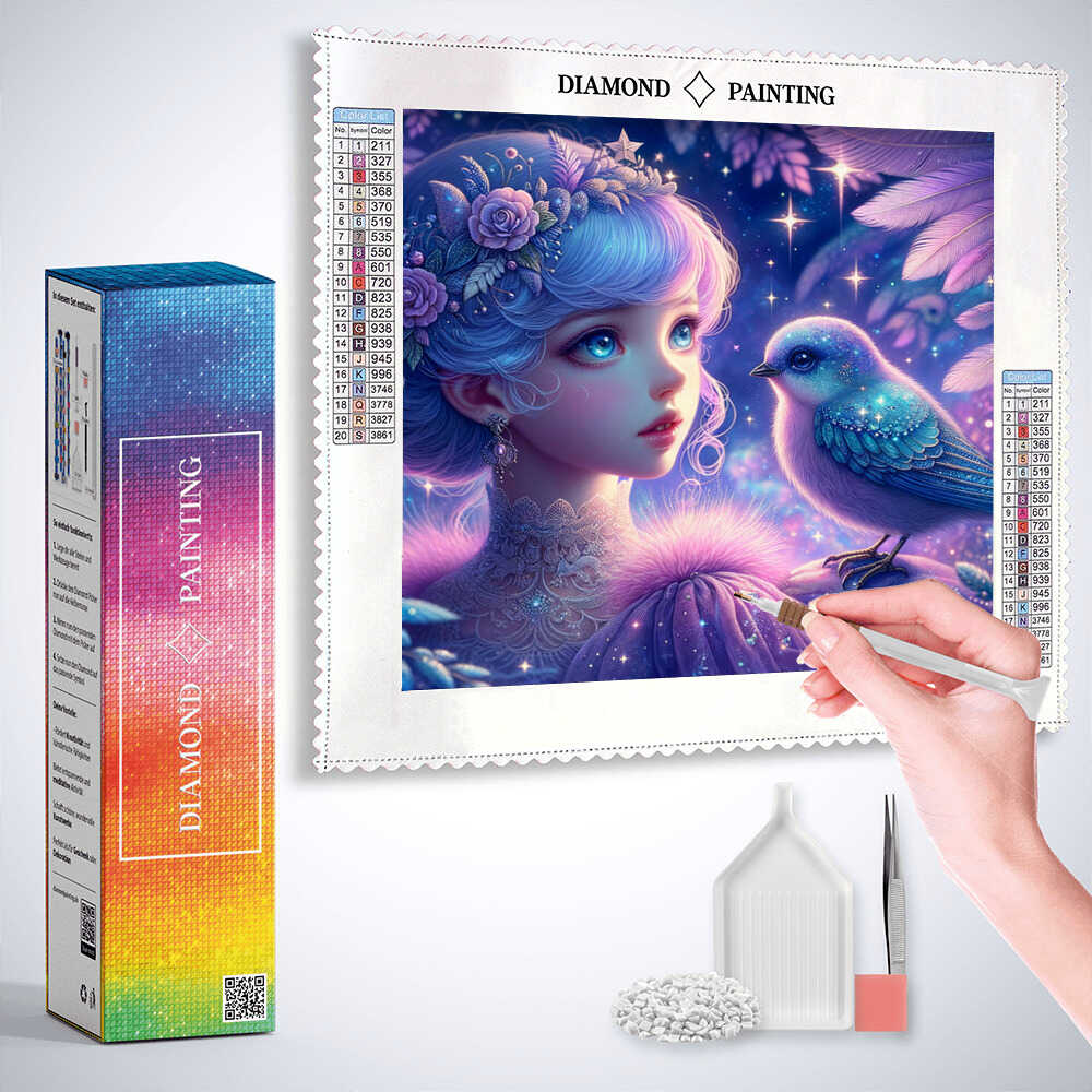 Diamond Painting - Prinzessin mit Vogel