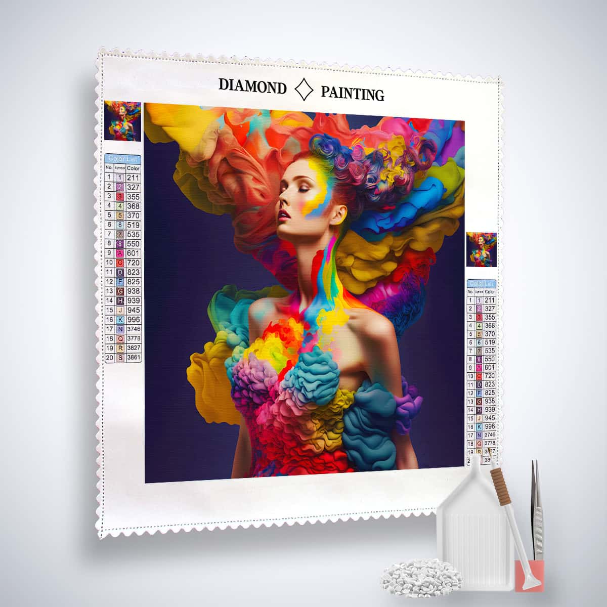 AB Diamond Painting - Farbexplosion Frauenfrisur - gedruckt in Ultra-HD - AB Diamond, Menschen, Neu eingetroffen, Quadratisch