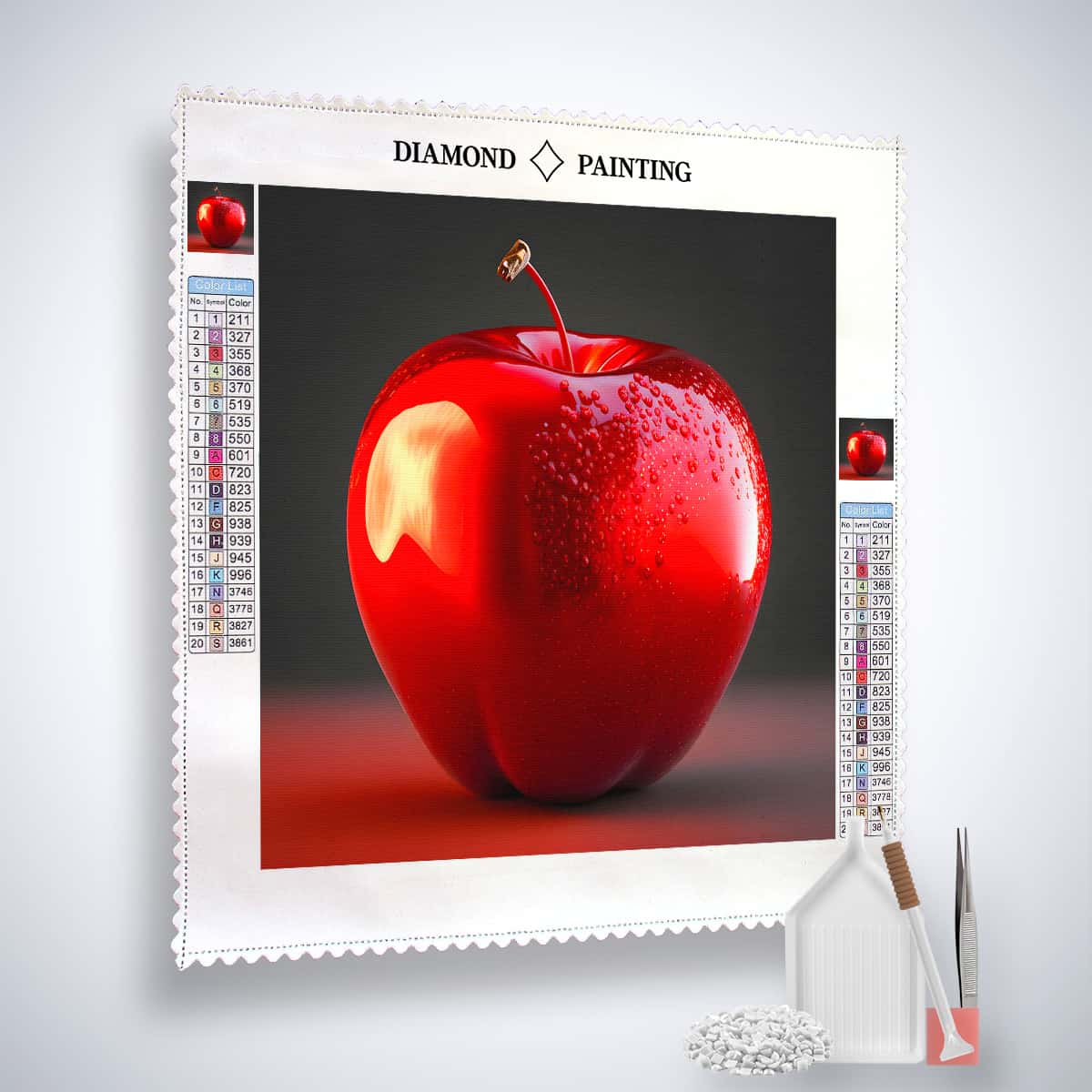 AB Diamond Painting - Glänzender Apfel - gedruckt in Ultra-HD - AB Diamond, Küche, Neu eingetroffen, Obst, Quadratisch