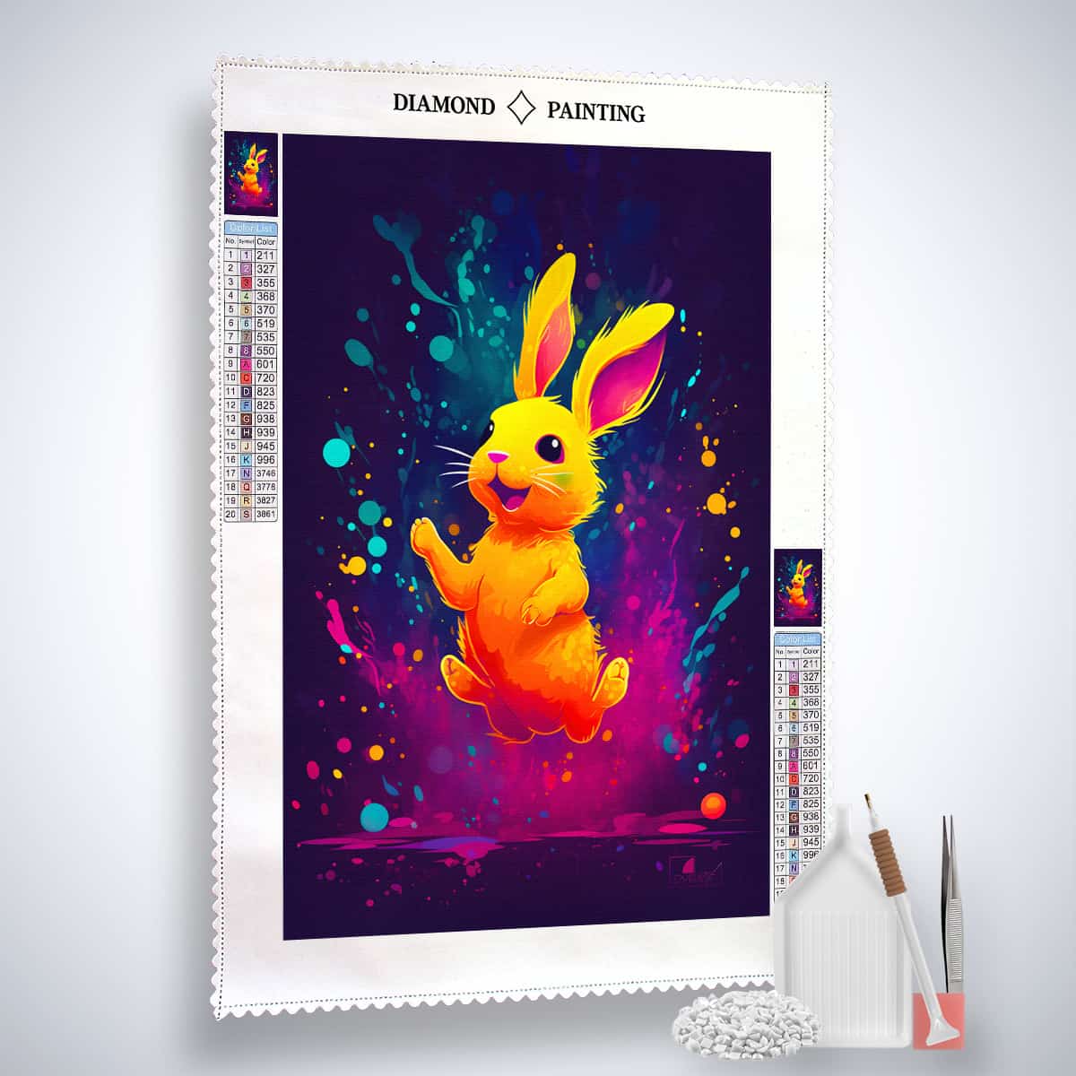 Diamond Painting - Lachender Hase - gedruckt in Ultra-HD - Hase, Neu eingetroffen, Tiere, Vertikal