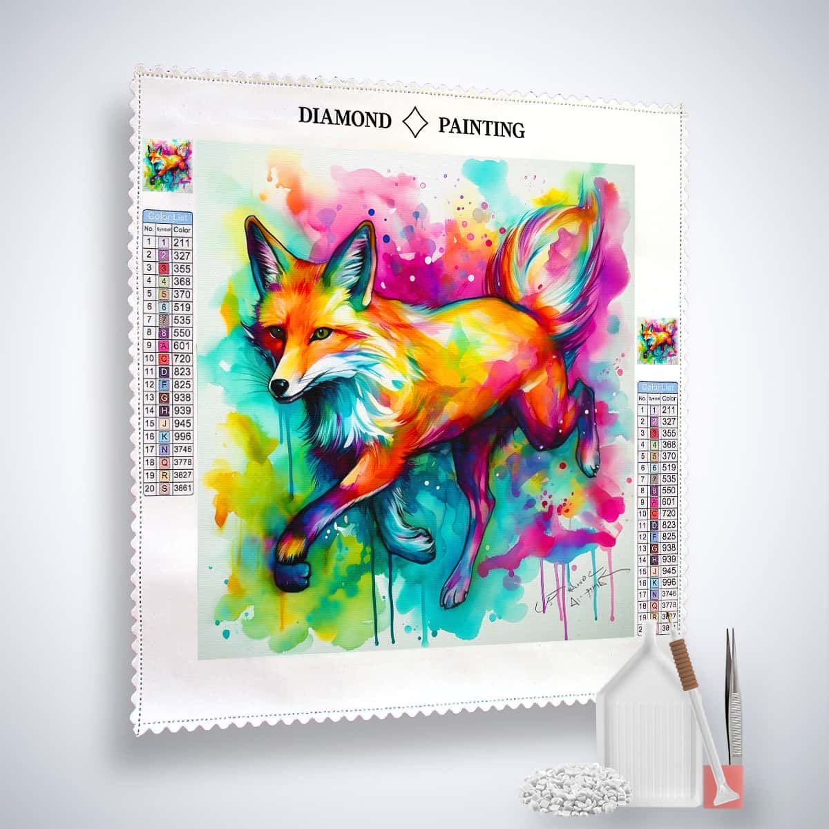 Diamond Painting - Fuchs Abstrakt - gedruckt in Ultra-HD - Fuchs, Neu eingetroffen, Quadratisch, Tiere