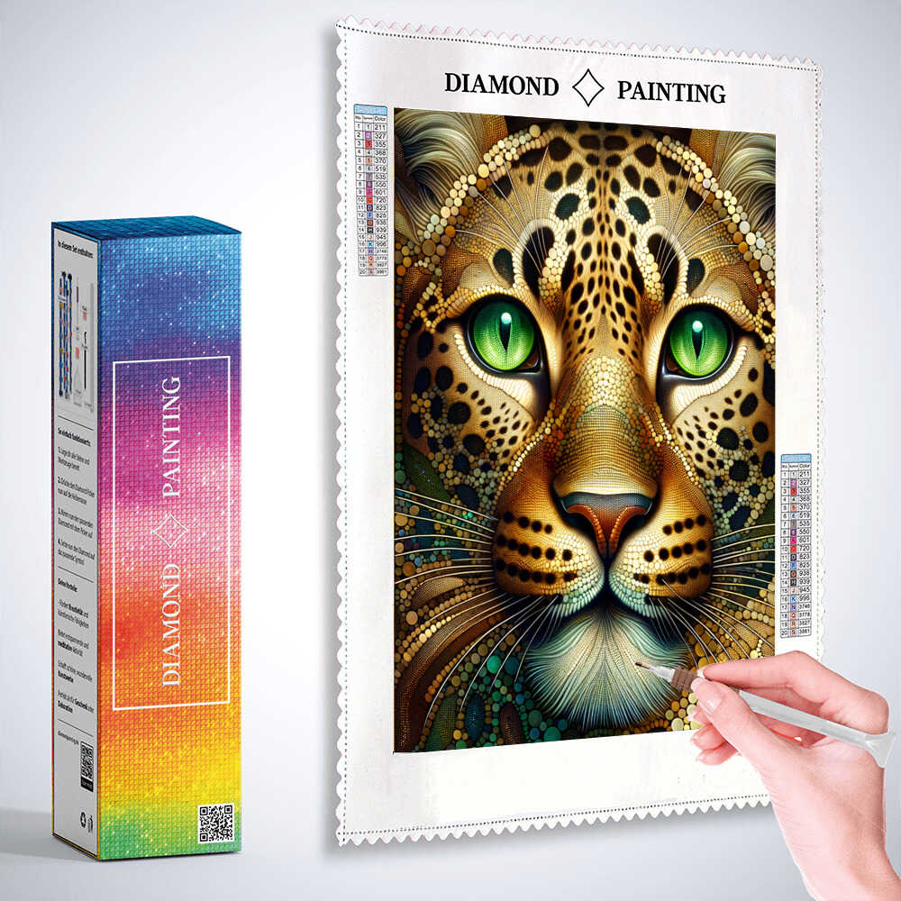 Diamond Painting - Leopard grüne Augen