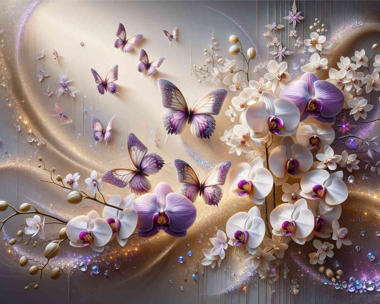 Diamond Painting - Schmetterlinge und Orchidee