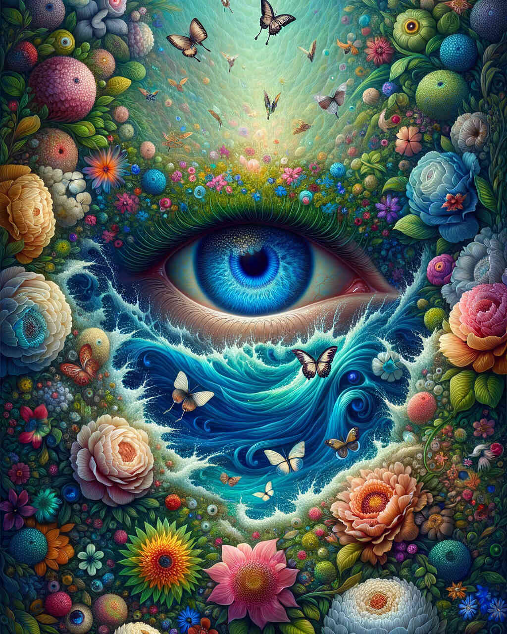 Diamond Painting - Blaues Auge mit Blumen