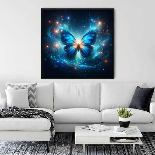 Diamond Painting - Blauer leuchtender Schmetterling