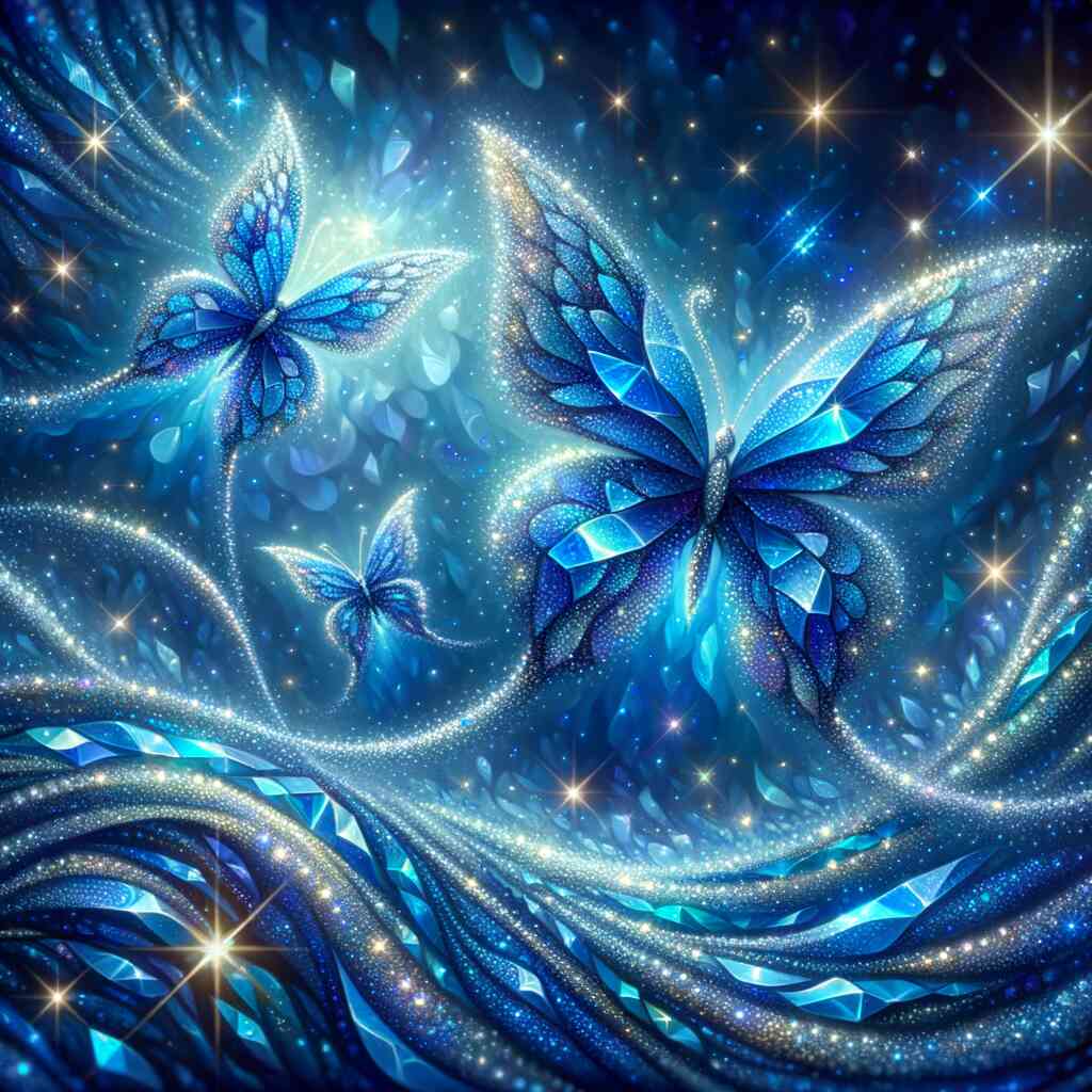 Diamond Painting - Drei blaue Schmetterlinge