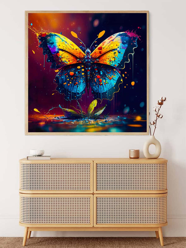Malen nach Zahlen - Schmetterling auf Wasser - hochwertige Leinwand - 170523, Neu eingetroffen, Quadratisch, Schmetterling, Tiere