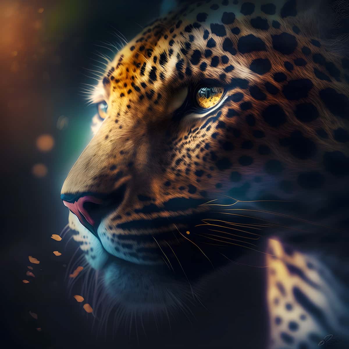 Diamond Painting - Seitlicher Blick vom Leopard - gedruckt in Ultra-HD - Leopard, Neu eingetroffen, Quadratisch, Tiere