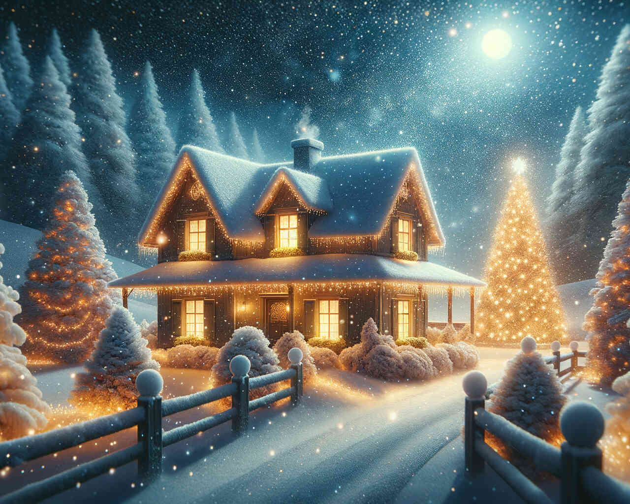 Diamond Painting - Verschneites Weihnachtshaus