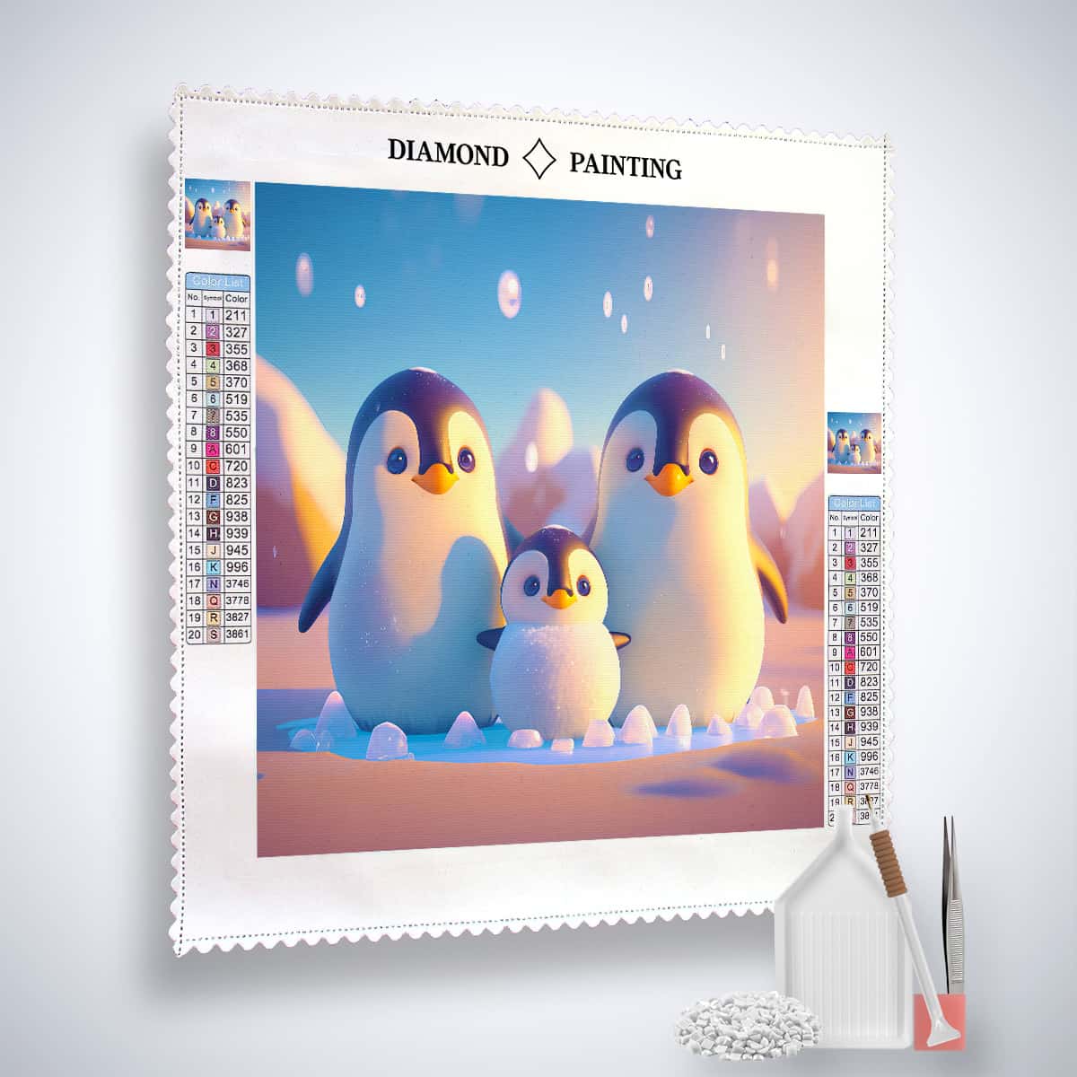 Diamond Painting - Pinguinfamilie - gedruckt in Ultra-HD - Neu eingetroffen, Pinguin, Quadratisch, Tiere