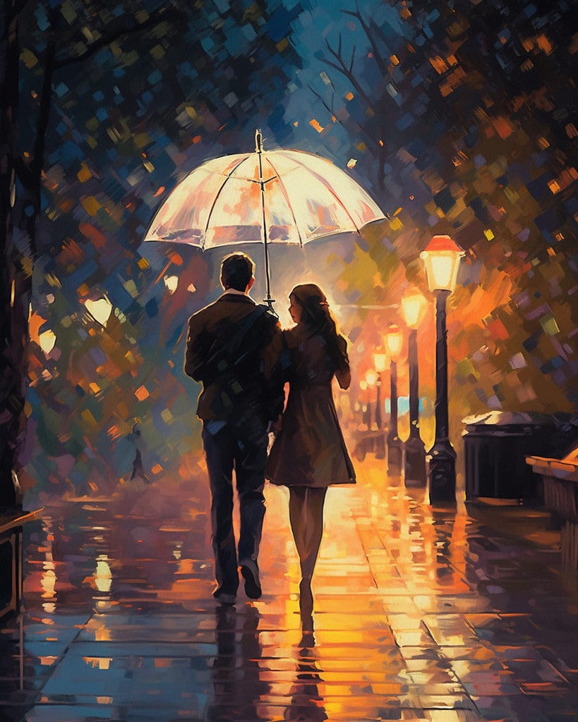 Diamond Painting - Romantisches Pärchen im Regen