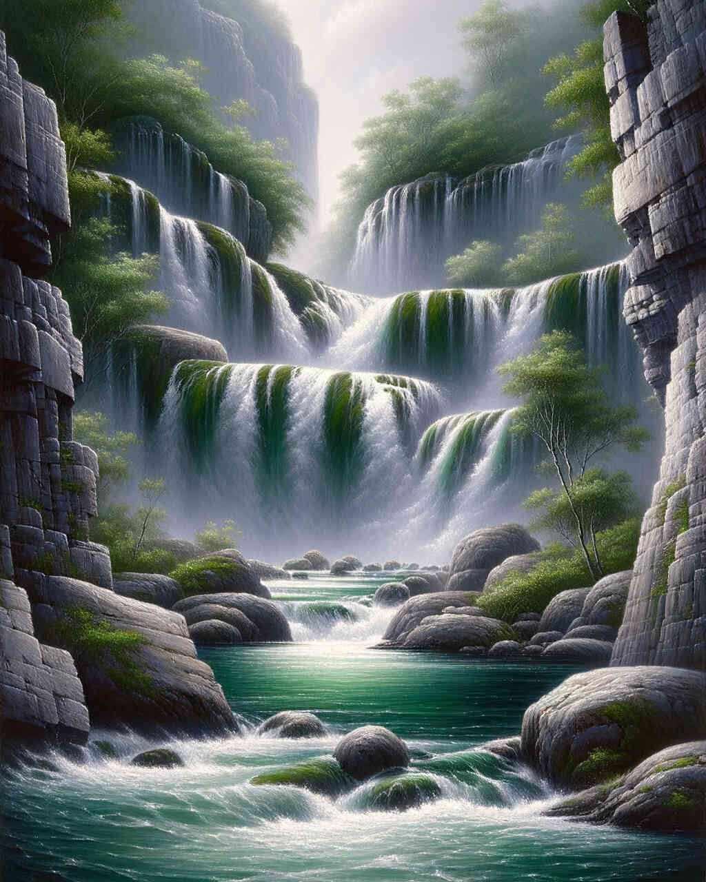 Diamond Painting - Wasserfall Felsen