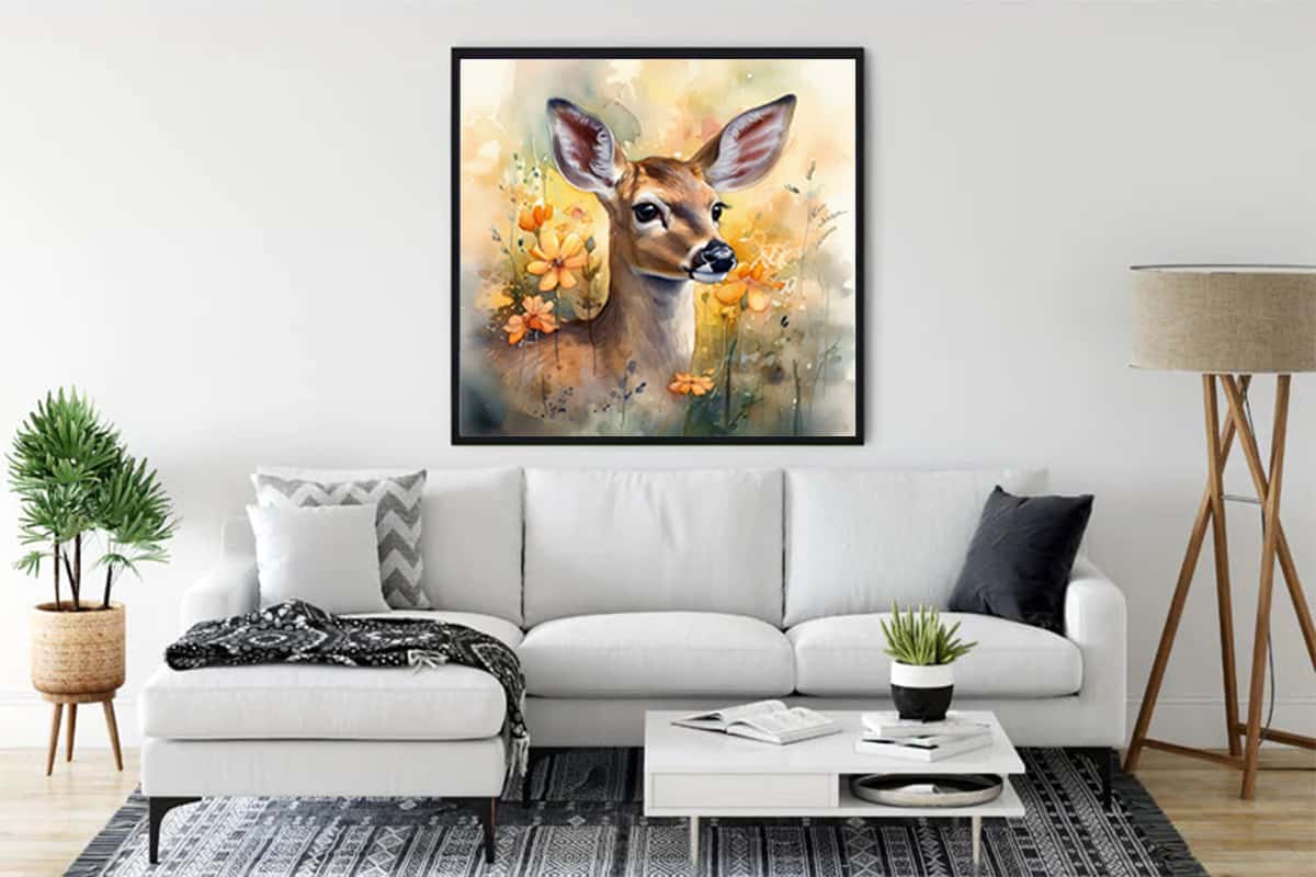 Diamond Painting - Zauberhaftes Reh - gedruckt in Ultra-HD - Aquarell, Neu eingetroffen, Quadratisch, Reh, Tiere