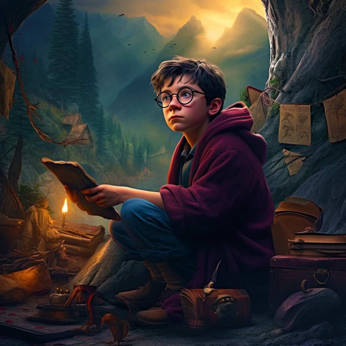 Malen nach Zahlen - Junge in Höhle - hochwertige Leinwand - 170523, fantasy, harry potter, Neu eingetroffen, Quadratisch