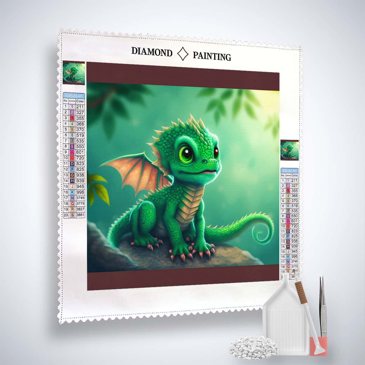 Diamond Painting - Grüner Drache - gedruckt in Ultra-HD - Drache, Fantasy, Neu eingetroffen, Quadratisch