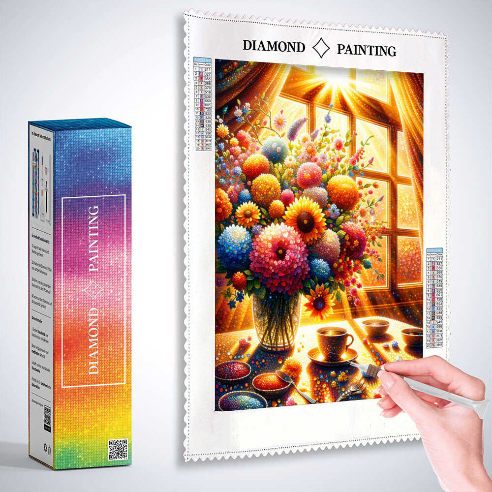 Diamond Painting - Bunt gemischter Blumenstrauß