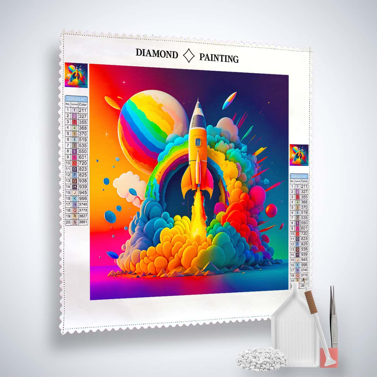 AB Diamond Painting - Neon Rakete hebt ab - gedruckt in Ultra-HD - AB Diamond, Abstrakt, Neu eingetroffen, Quadratisch