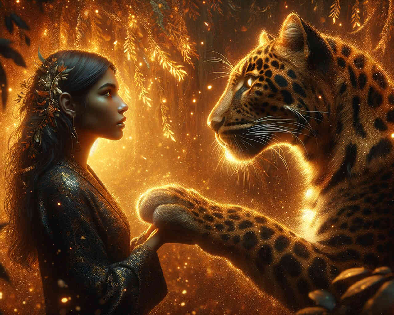 Diamond Painting - Frau und Leopard