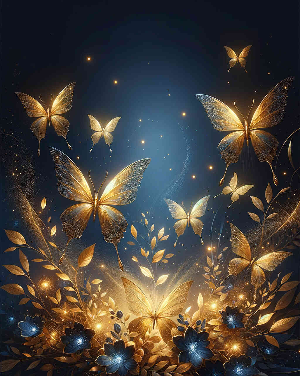 Diamond Painting - Goldene Schmetterlinge