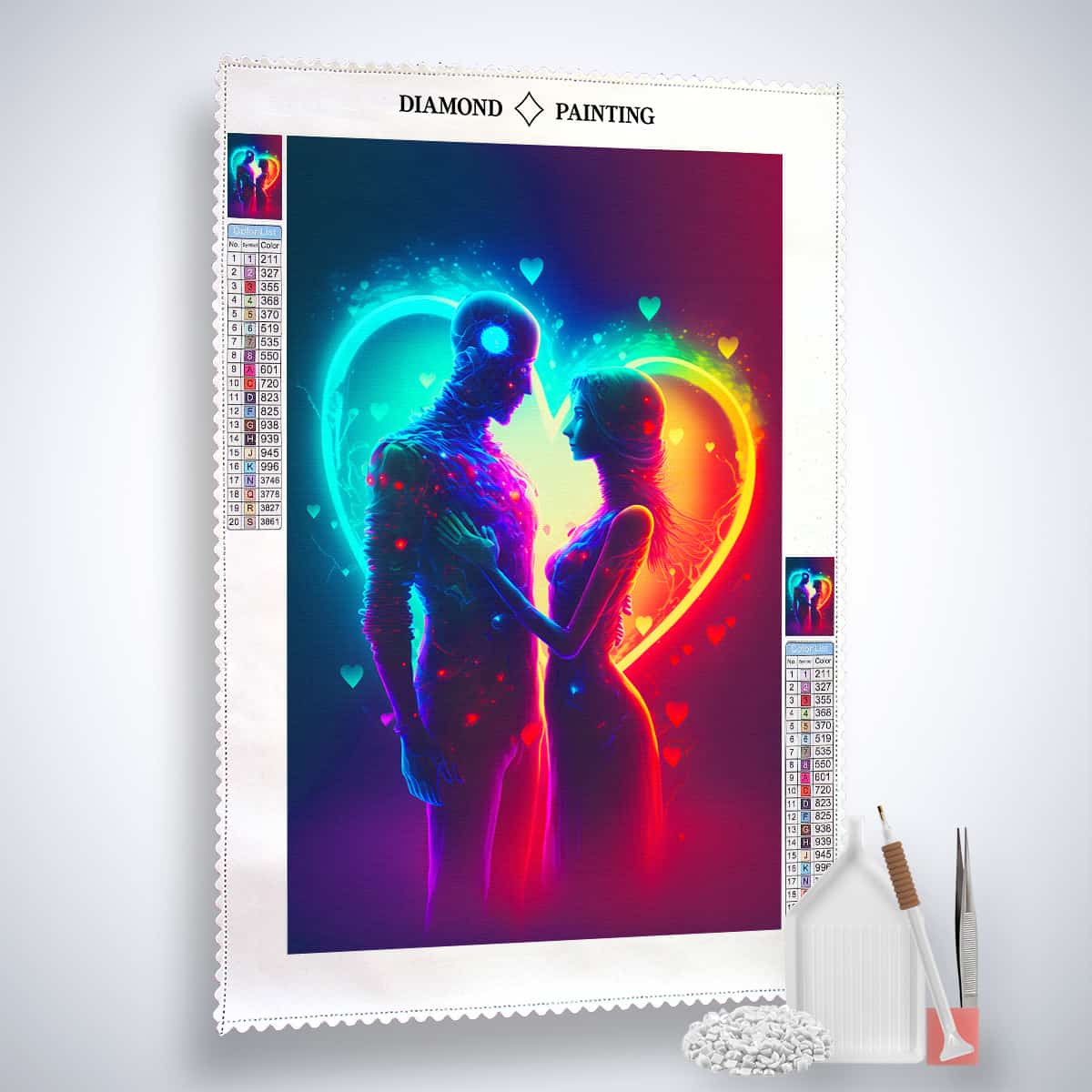 Diamond Painting - Liebespaar mit Herz - gedruckt in Ultra-HD - Herz, Liebe, Neu eingetroffen, Vertikal
