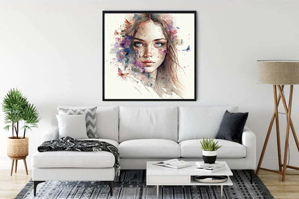 Malen nach Zahlen - Elegante Ausstrahlung - hochwertige Leinwand - 170523, Aquarell, Frauengesichter, Menschen, Neu eingetroffen, Quadratisch