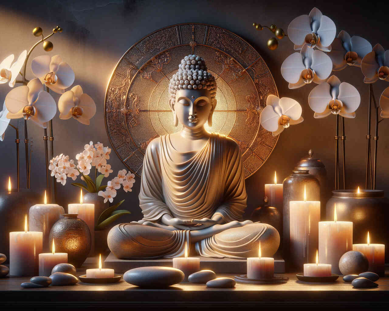 Diamond Painting - Buddha und Kerzen
