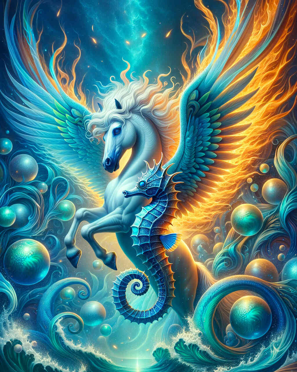 Diamond Painting - Pegasus und Seepferd