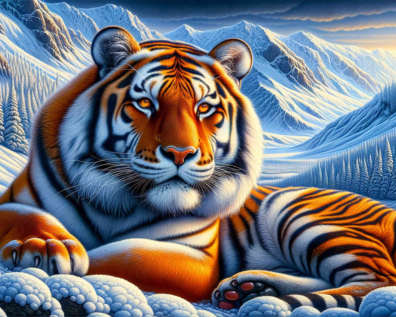 Diamond Painting - Tiger in Schneelandschaft
