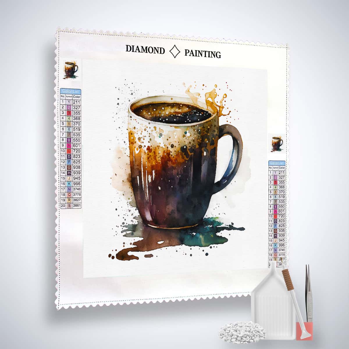 Diamond Painting - Kaffeetasse vor Weiß - gedruckt in Ultra-HD - Kaffee, Küche, Neu eingetroffen, Quadratisch
