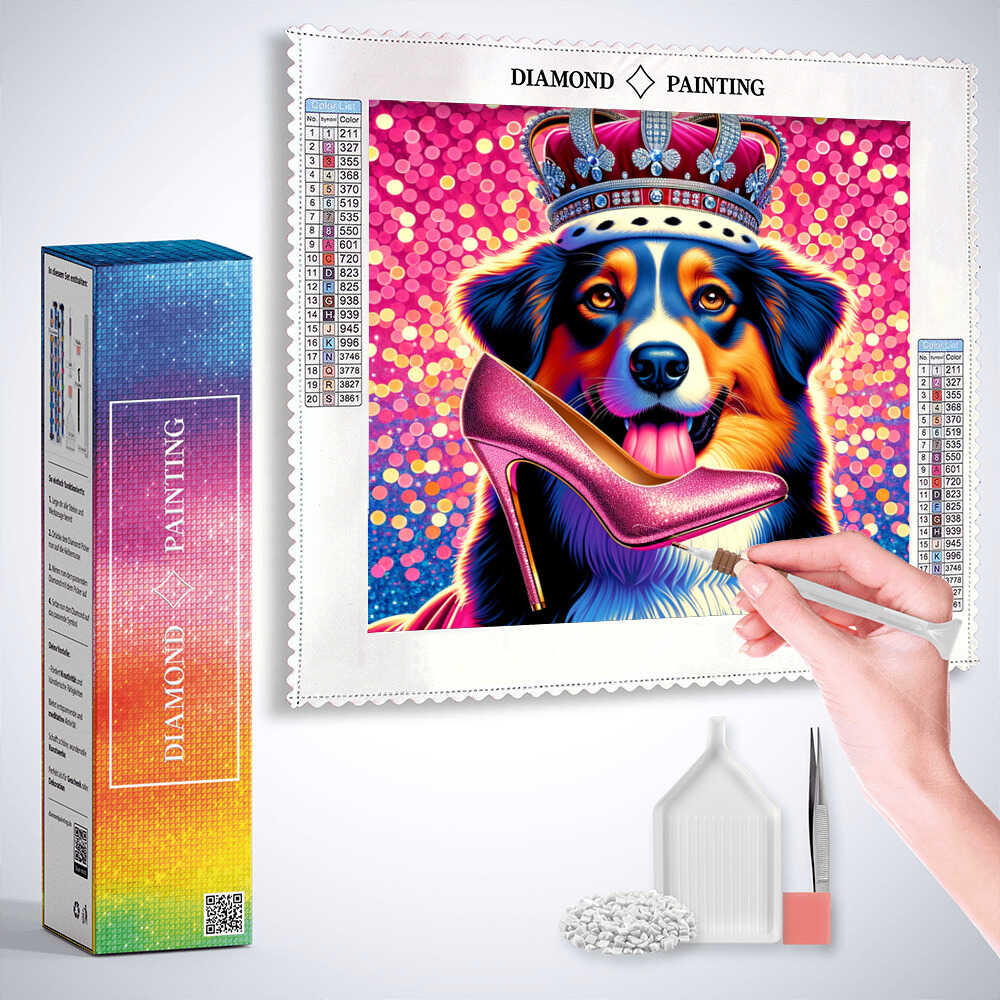 Diamond Painting - Königshund mit Pumps