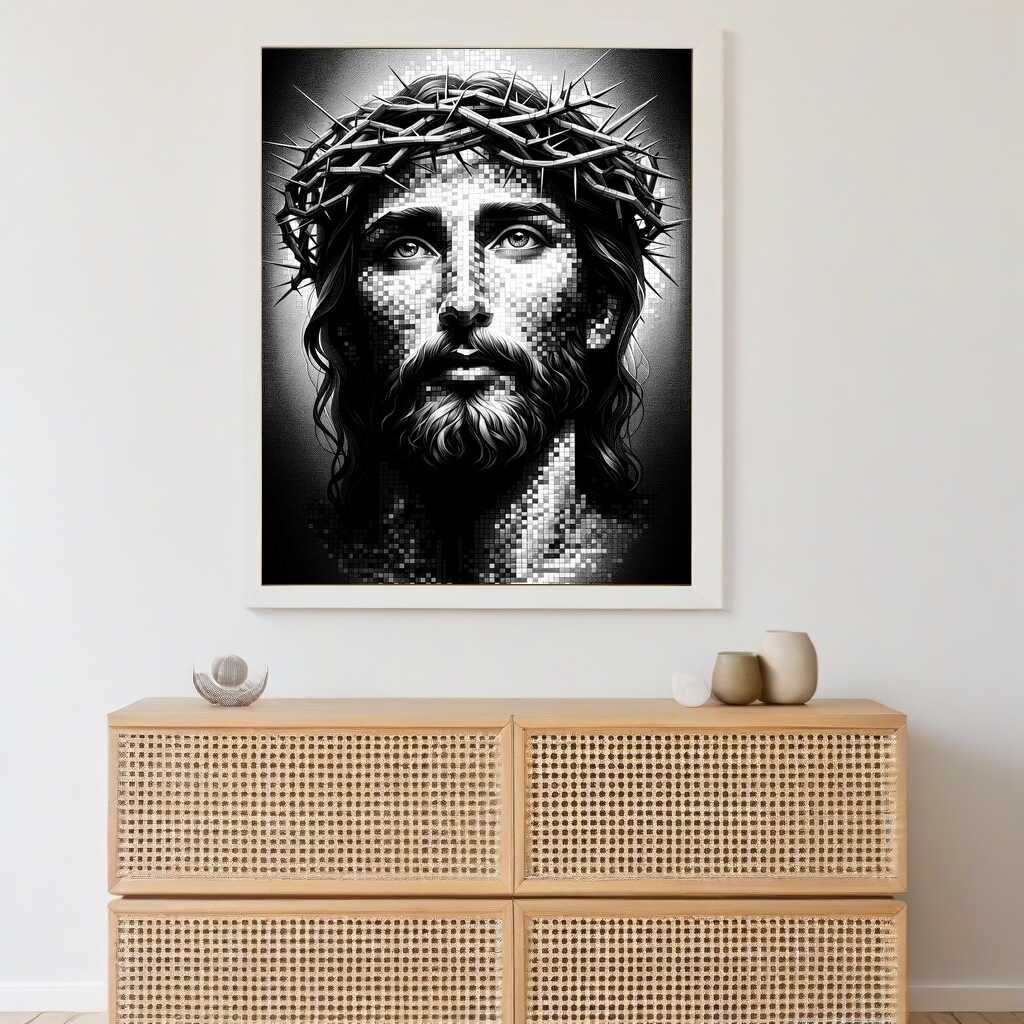 Diamond Painting - Jesus in schwarz und wieß