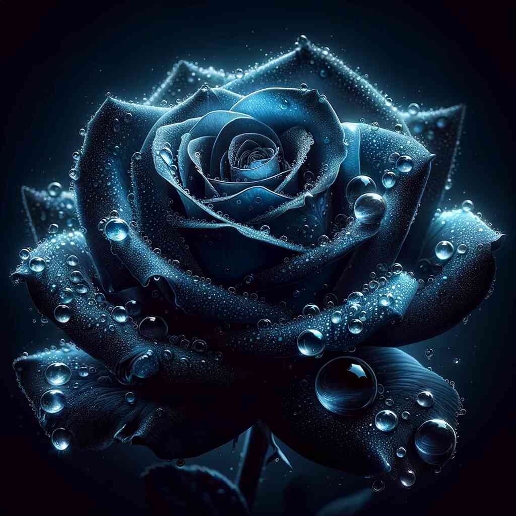 Diamond Painting - Blaue Rose mit Wassertropfen