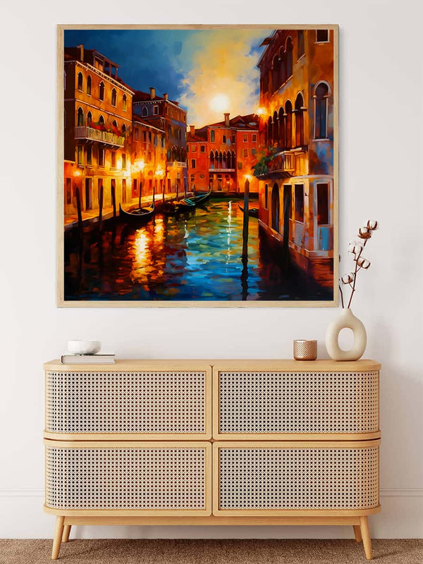 Malen nach Zahlen - Venedig refkeltierend - hochwertige Leinwand - 170523, Neu eingetroffen, Quadratisch, Sehenswürdigkeit, Stadt, Venedig