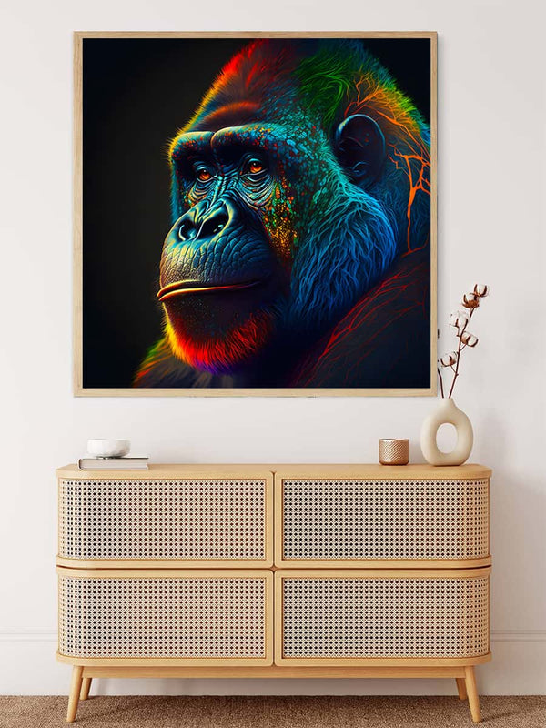 Malen nach Zahlen - Gorilla Nachdenklich - hochwertige Leinwand - 170523, Affe, Neu eingetroffen, Quadratisch, Tiere