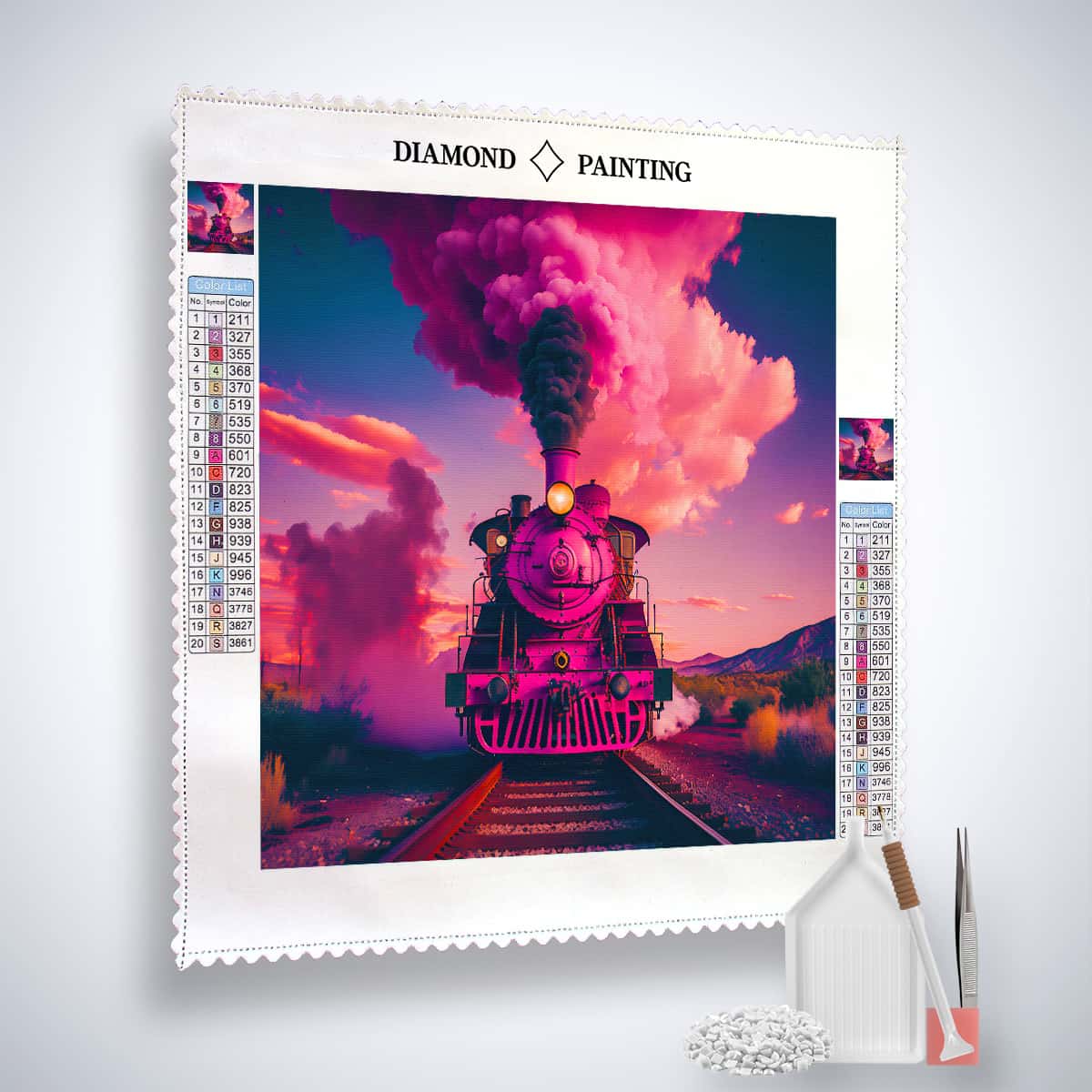 Diamond Painting - Pinker Zug Frontal - gedruckt in Ultra-HD - Neu eingetroffen, Quadratisch, Zug