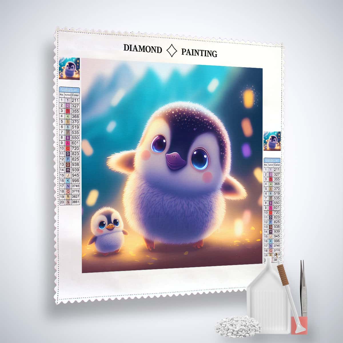 Diamond Painting - Friedlicher Pinguin mit Kind - gedruckt in Ultra-HD - Neu eingetroffen, Pinguin, Quadratisch, Tiere
