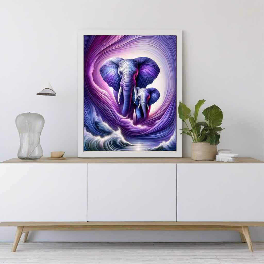Diamond Painting - Elefant in lila