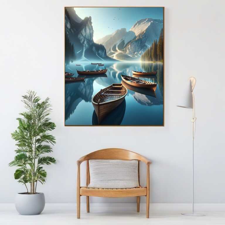 Diamond Painting - Bergsee mit Booten