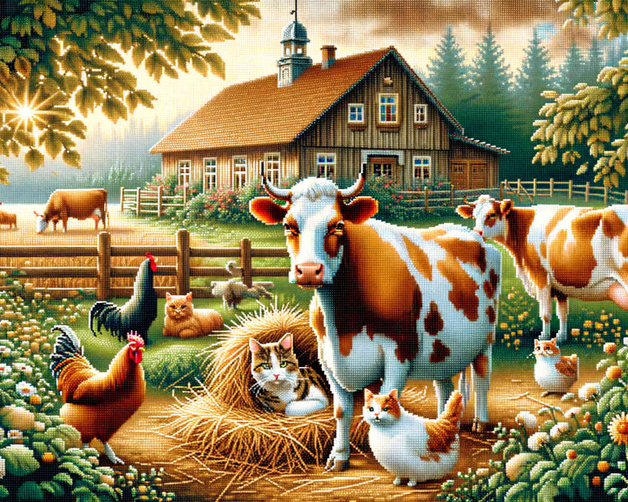 Diamond Painting - Kühe auf dem Bauernhof