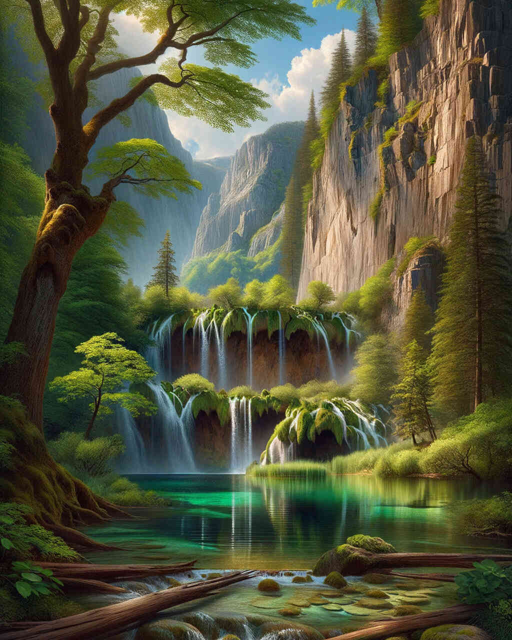 Diamond Painting - Bergsee mit Wasserfall