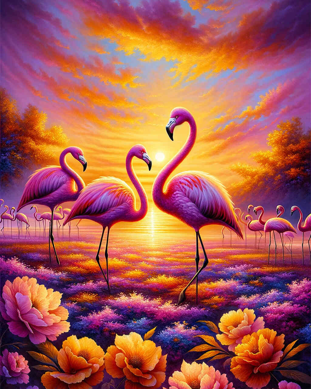 Sonnenuntergang am Flamingo-Strand