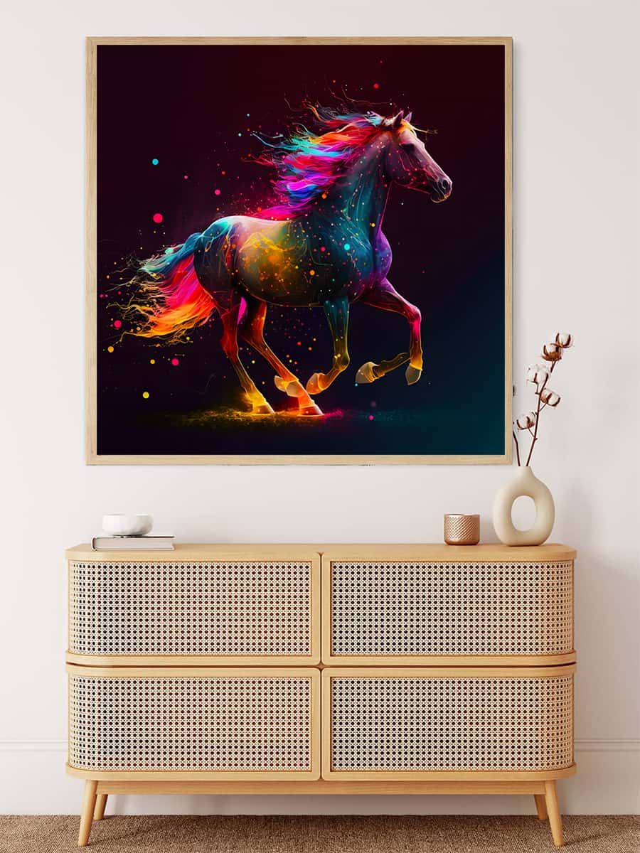 AB Diamond Painting - Pferd Farbenfroh - gedruckt in Ultra-HD - AB Diamond, Neu eingetroffen, Pferd, Quadratisch, Tiere