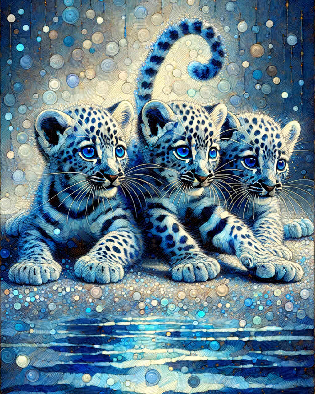 Diamond Painting - Farbimpression spielende Leoparden