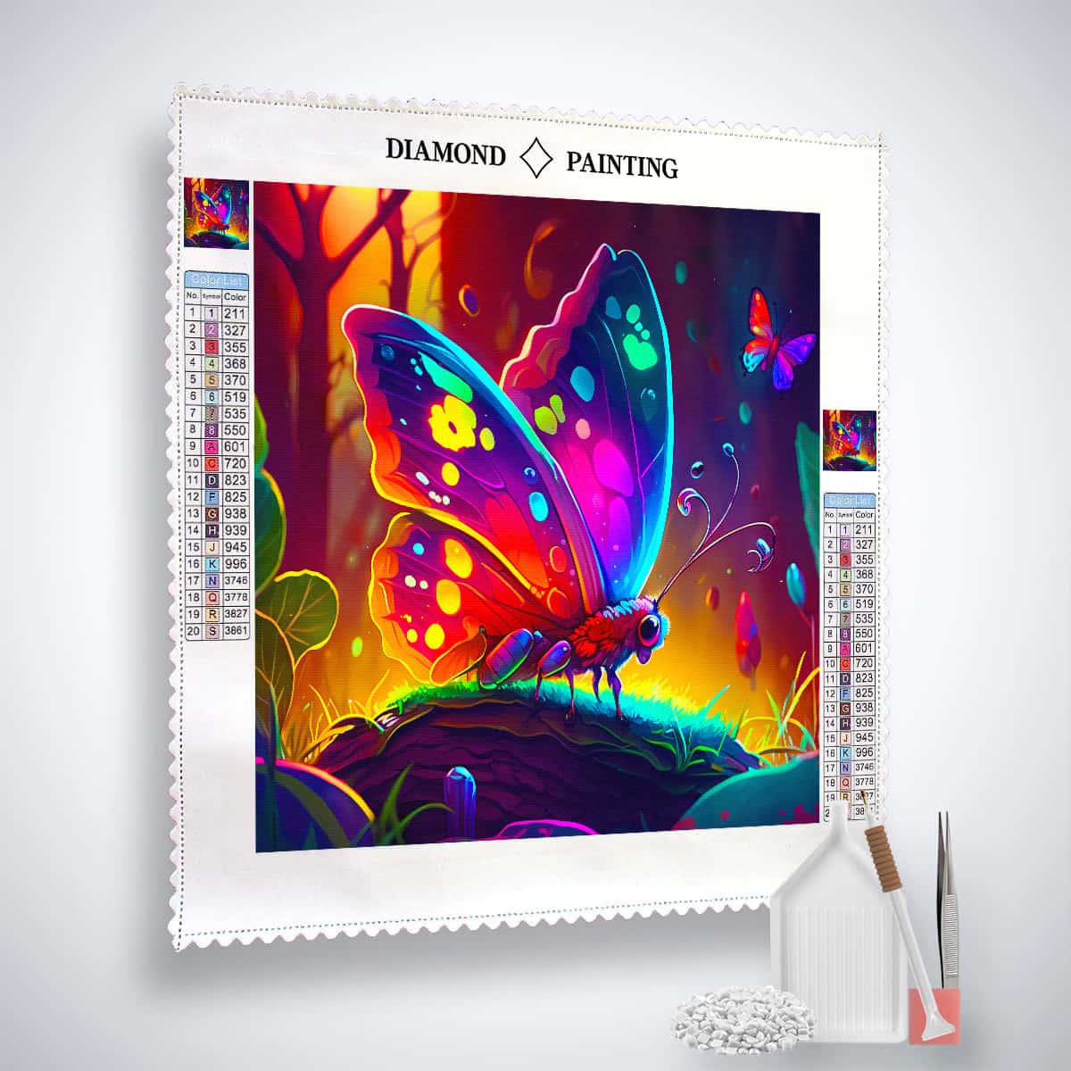 AB Diamond Painting - Neon Schmetterling im Zauberwald - gedruckt in Ultra-HD - AB Diamond, Fantasy, Neu eingetroffen, Quadratisch, Schmetterling, Tiere