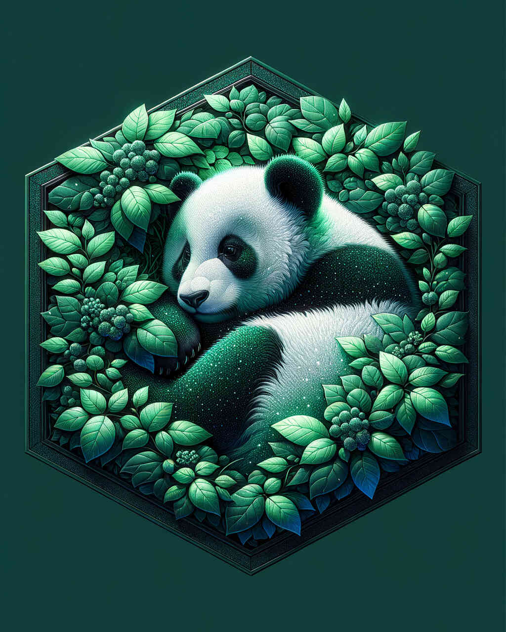 Diamond Painting - Panda in Blättern